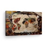 Усмивка Арт дизайн Световна карта с различни подправки и билки кухня платно стена арт печат Ресторант Каф