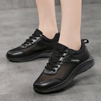 Женски дантела за удобни обувки на открито мрежести обувки, които се движат модни спортни дишащи маратонки в черно