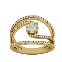 Araiya 14K Yellow Gold Diamond Bypass Band Ring за жени, размер 6.5