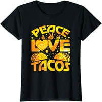 Мир любов тако сладък тако вторник мексикански любители на храната тениска за жени с къс ръкав ризи черен тройник