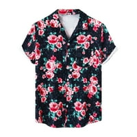На разчистване Хавайски ризи за боулинг за мъже с къс ръкав ревета Лятна ивица Флорална печат Плажна риза Небрежен бутон надолу ризи
