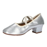 DMQUPV велурени помпи за жени мека подметка на солидна кожа с кръстосани танцови обувки латино танцови обувки удобни обувки за рокли за жени обувки сребро 8.5