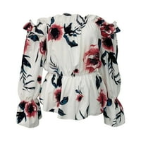 Блузи за лъчи ръкав за дамски ежедневни бохо флорални принти