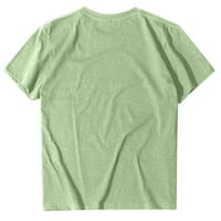 Дамски върхове дамски ежедневни букви за печат с къси ръкави свободни тениска блуза върхове зелено
