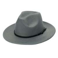 Tawop panama шапки дамски модни класически широки разбойнически флопи панама шапка колан катарама вълна fedora шапка сиво безплатно