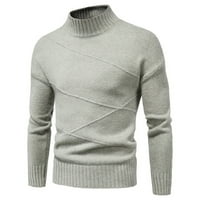 Плетене без шапка мъжки половин висококачествен плот с плосък цвят с дълъг ръкав пуловер пуловер Топ основно палто