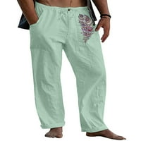 Мъжки бомоту, монтирани панталони, твърди цветни дантелени панталони Пътуване за свободното време еластична талия шезлонг с джобове