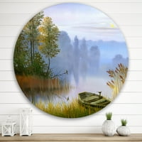 Art DesignArt 'лодката на брега на езерото традиционно метално кръг стена изкуство - диск на