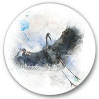 Art DesignArt 'Great Blue Heron Bird' Farmhouse Metal Circle Wall Art - Disc of