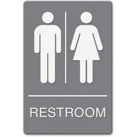Знаци за заглавие ADA TASHROOM Изображение на изображение - всеки - съобщение за печат на тоалетната - лепило, брайлов - пластмаса - бяло, сиво, сиво