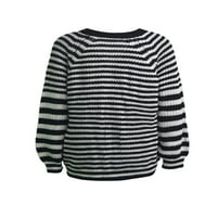 Sunisery Cardigan пуловери за жени цветен блок с дълъг ръкав v пуловер на врата мода Kint Striped Open Front Button Euterwear