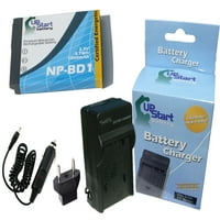Sony DSC-T Battery and Charger с адаптер за кола и адаптер на ЕС-Замяна на батерии и зарядни батерии на Sony NP-BD