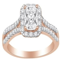 Овален клъстер щипка екологичен пръстен в 14K розово злато с 0. CT White Natural Diamond с размер на пръстена-9