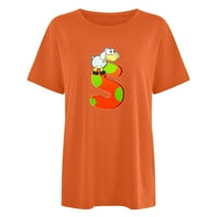 Женски ризи Женски небрежен тениска с къси ръкави, отпечатан от печат оранжев m