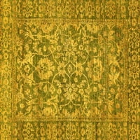 Ahgly Company Machine Pashable Indoor Square Oriental Yellow Traditional Area Cugs, 8 'квадрат
