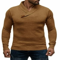 Мъжки зимен груб плетен плътно цвят свободен топъл пуловер