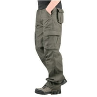 Symoid Mens Cargo Pants-плюс размер чист памук с много джоба устойчиви гащеризони панталони Зелени xs