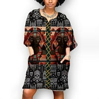 Лятна рокля с къса смяна на жените с джобове етнически африкански стил ежедневна парти рокля