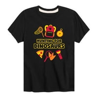 Незабавно съобщение - Лов за динозаври - Графична тениска с малко дете и младежки