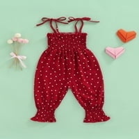Jaweiw Toddler Girls Girls Sling Jumpsuit, Heart Leopard Printed плисирана вратовръзка Simple Style Gatdys, ежедневен сладък ромпер