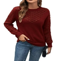 Кръгли пуловери с дълъг ръкав с дълги ръкави червени женски пуловери за твърди жени