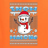Див боби, снежен малоун снежен човек лице tatoo пародия грозен коледен пуловер мъже Графичен тройник, портокал, малък