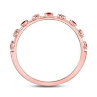 10kt розово злато кръг ruby ​​dot цветя подредена лента пръстен cttw