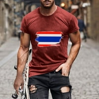 Мъжки тениска мъже небрежни кръгли шия популярни 3D дигитален флаг печат пуловер фитнес спортни къси панталони ръкави тениска блуза юли ризи за мъже на разстояние