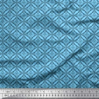 Soimoi Blue Georgette Viscose Fabric Триъгълник Геометрични отпечатъци от плат по двор