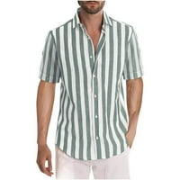 Auroural Man Clothing Clearance Мъжки раирана риза Хавай тънък прилепнал риза с къс ръкав плажна празнична риза горна риза блуза
