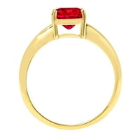 2.5ct възглавница изряза червено симулиран Ruby 18k жълто злато годишнина годежен пръстен размер 4.25