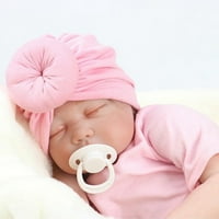 Kuriozud новородено твърд цвят лък възел тюрбан pom beanie капачка йога бобови шапка