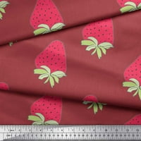 Soimoi Grown Japan Crepe Satin Fabric Strawberry Fruits Decor Fabric Printed Yard Wide