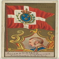 Адмирал, Дания, от серията на военноморските знамена за печат на афигари за цигари на Allen & Ginter
