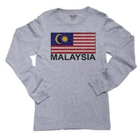 Флаг на Малайзия - Сива тениска на специална винтидж издание за момче