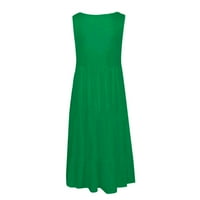 Просвета летни рокли за жени дължина на коляното мода солидна без ръкави A-линия Scoop Travel Travel Ress Green L