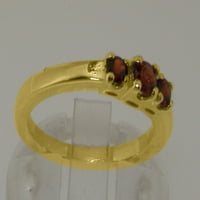 Британски направен 18k жълто златен пръстен с естествен гранат жена годежен пръстен - Опции за размер - размер 9.75