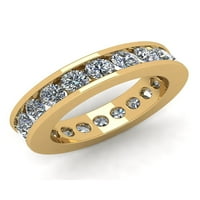 Естествен 3.00ct кръгла изрязана диамант класически канал комплект женски юбилеен сватбена лента за вечност пръстен солиден 14k жълто злато I Si2