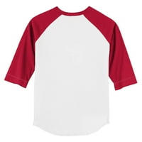 Младежки мъничко бяло червено бостън червено, така момиче Теди 3 4-ръкав тениска Raglan