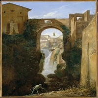 Ponte San Rocco и водопади, отпечатък на плакати Tivoli от Fran̤ois Marius Granet