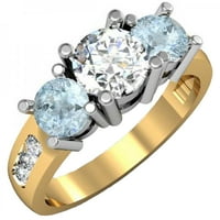 Колекция DazzlingRock 14K Aquamarine & Diamond Stone годежен булчински пръстен, жълто злато, размер 7.5