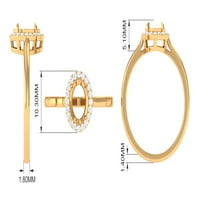 1. CT овална форма Лондон Лондон Син Топаз и Диамантен ореол годежен пръстен в обстановка за жени, 14K жълто злато, САЩ 5.00