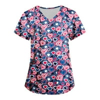Женски ризи Женски модни работни облекла с къси ръкави с джобове с отпечатани върхове многоцветни xxl