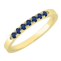 DazzlingRock Collection кръгло синьо сапфир каменна сватбена лента за жени в 14K жълто злато, размер 9