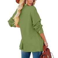 Симоидни дамски блузи- безспорно изпреварване на дълги ръкави V-образни вещи твърди жилетка блуза зелена s