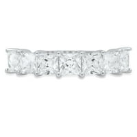 2. CT Princess Cut истински истински естествен диамант VS1-VS I-J Solid Real 14K White Gold Eternity Angagement Designer Art Deco Dainty Promise Сватба BW Размер 9