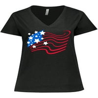 Inktastic Stylized American Flag Четвърти юли Плюс с тениска с размери с размери