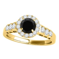 Mauli Jewels годежни пръстени за жени 1. Карат ореол черен диамантен годежен пръстен за изложение 14k жълто злато