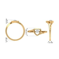 Естествен диамантен сърдечен пръстен за жени, байпас в злато, 14k жълто злато, САЩ 6.00