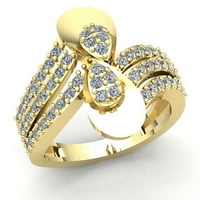 Истински 1.5CTW Кръгло нарязани диамантени дами булчински фантастичен акцент годишнина годежен пръстен солидна 14k роза, бяло или жълто злато GH Si1